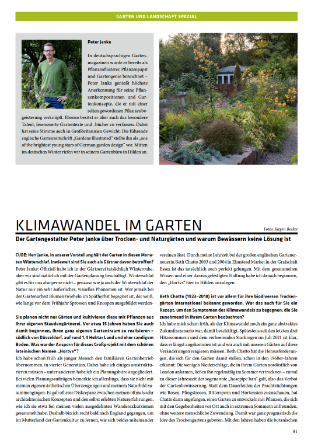 Peter Jahnke, Klimawandel im Garten, Cube Magazin